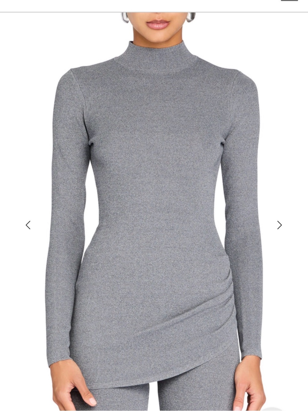 SER.O.YA Gray Long Sleeve Mock Neck Top